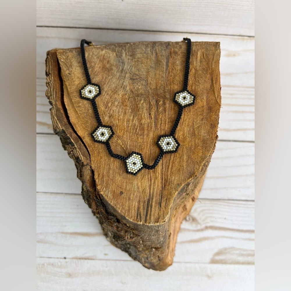 Evil Eye 🪬 Beaded Choker - Black Trendy Miyuki Choker - Stylish Necklace
